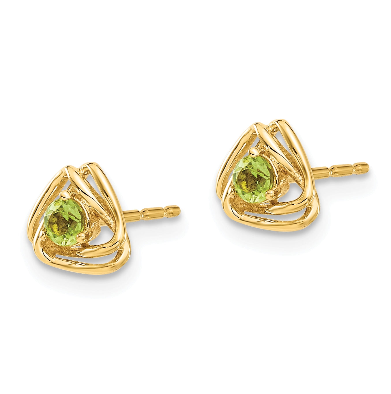 14K Yellow Gold Peridot Post Earrings