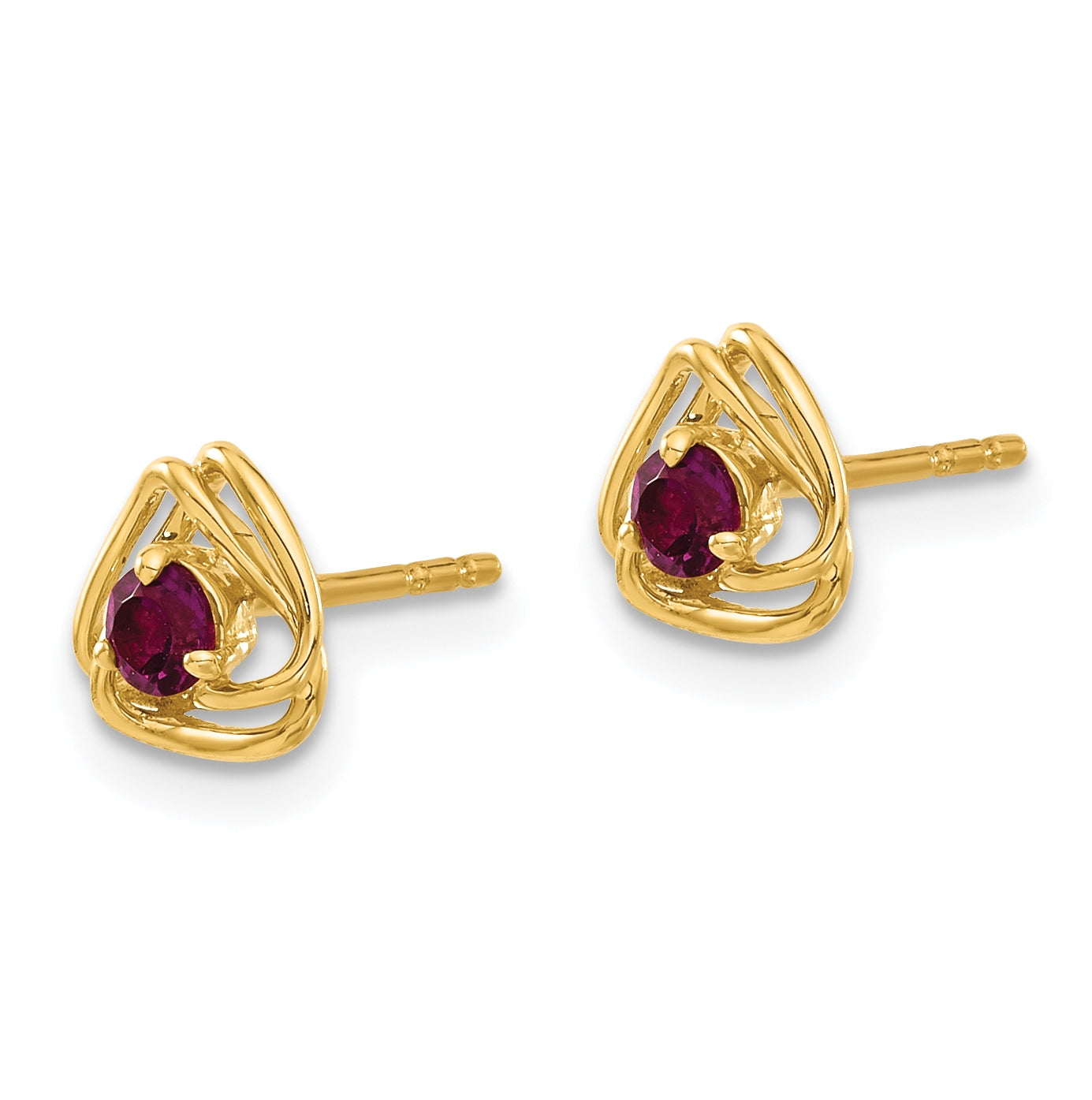 14K Yellow Gold Rhodolite Garnet Post Earrings