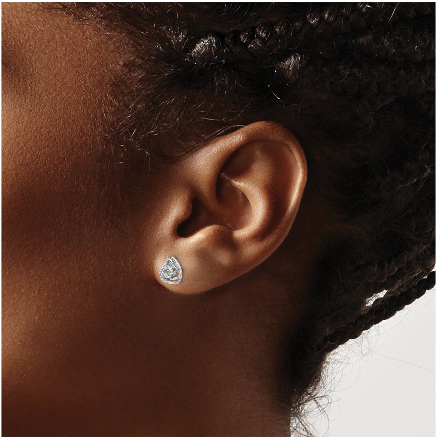 14k White Gold White Topaz Post Earrings