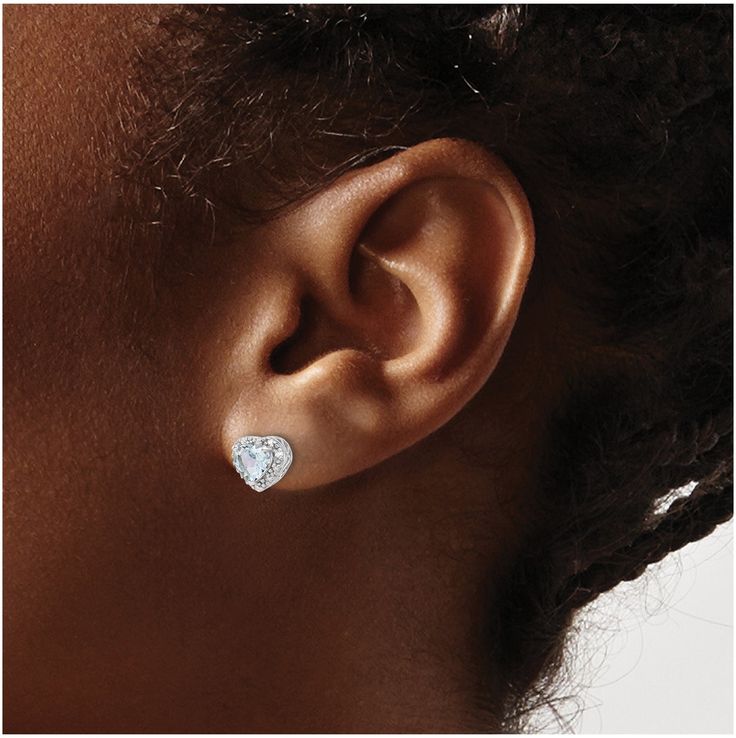 Sterling Silver Rhodium plated Aquamarine and Diamond Earrings