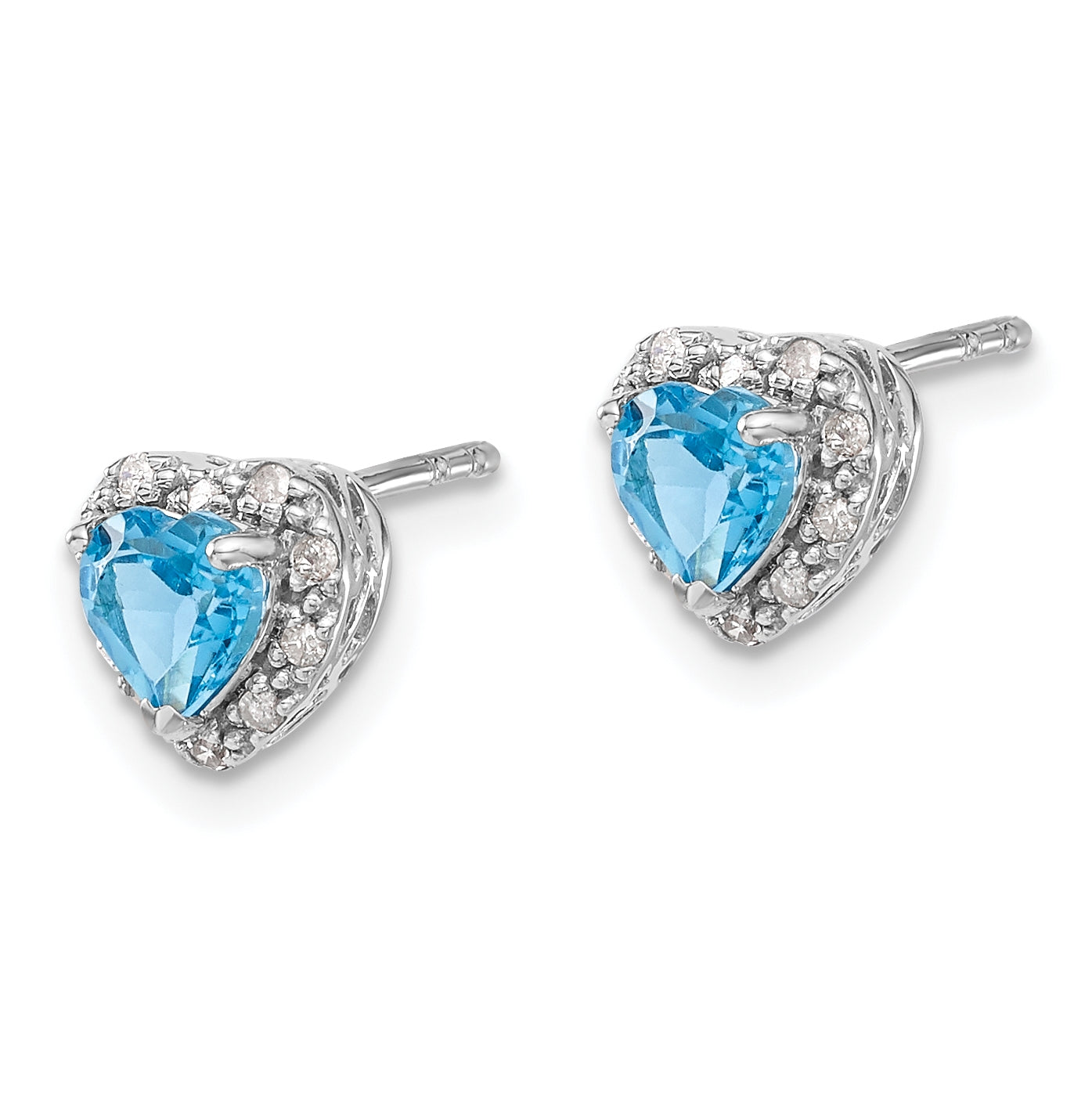 Sterling Silver Rhodium plated Blue-Topaz and Diamond Earrings