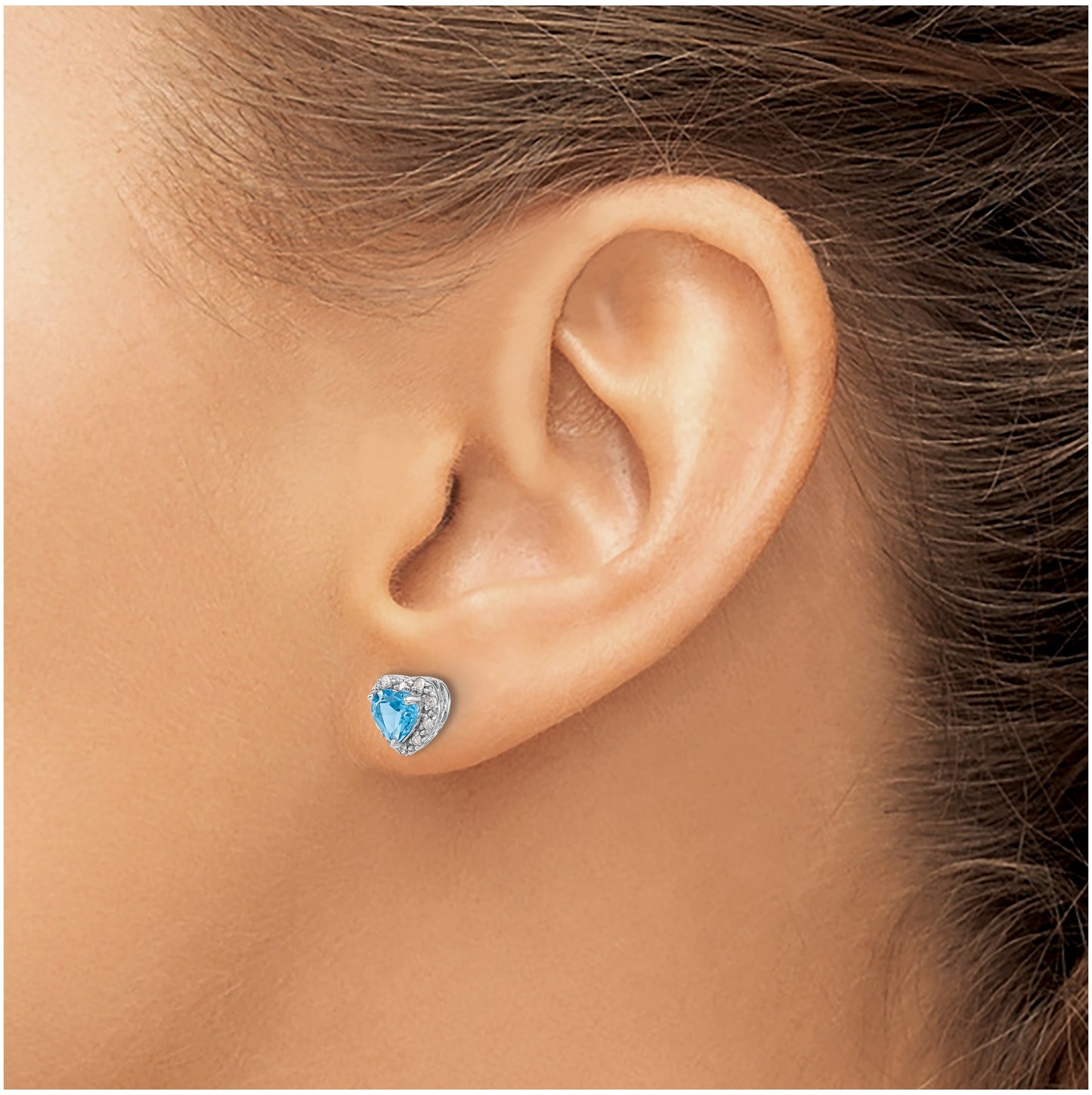 Sterling Silver Rhodium plated Blue-Topaz and Diamond Earrings