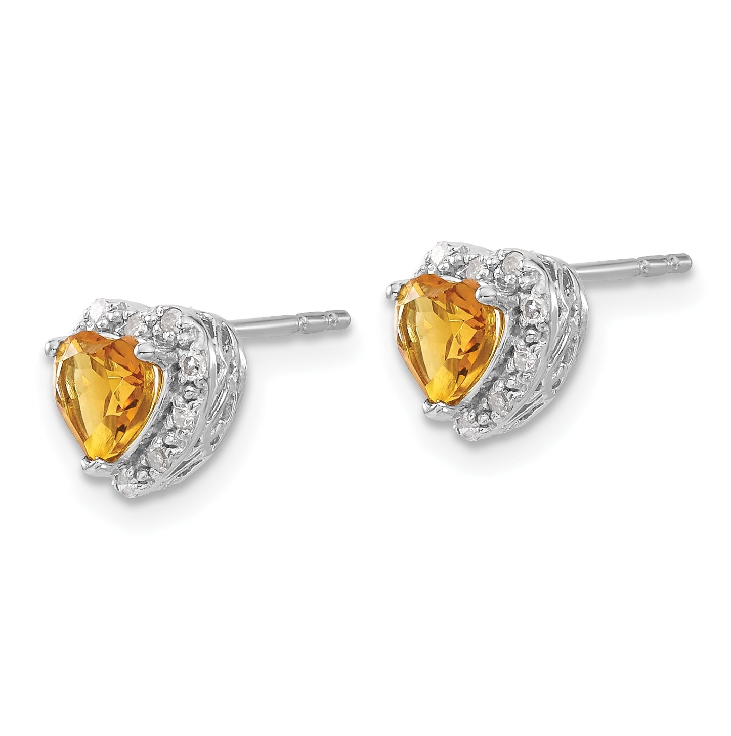 Sterling Silver Rhodium plated Citrine and Diamond Earrings