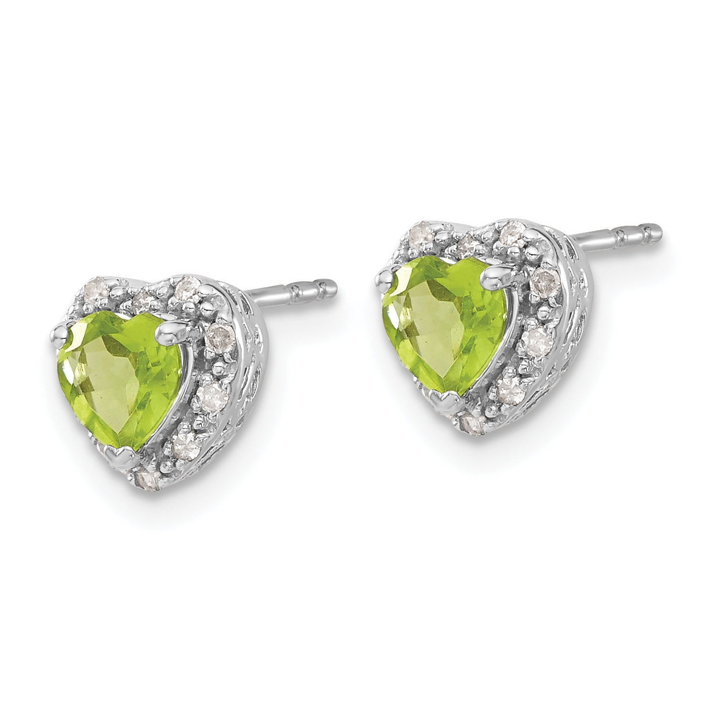 Sterling Silver Rhodium plated Peridot and Diamond Earrings
