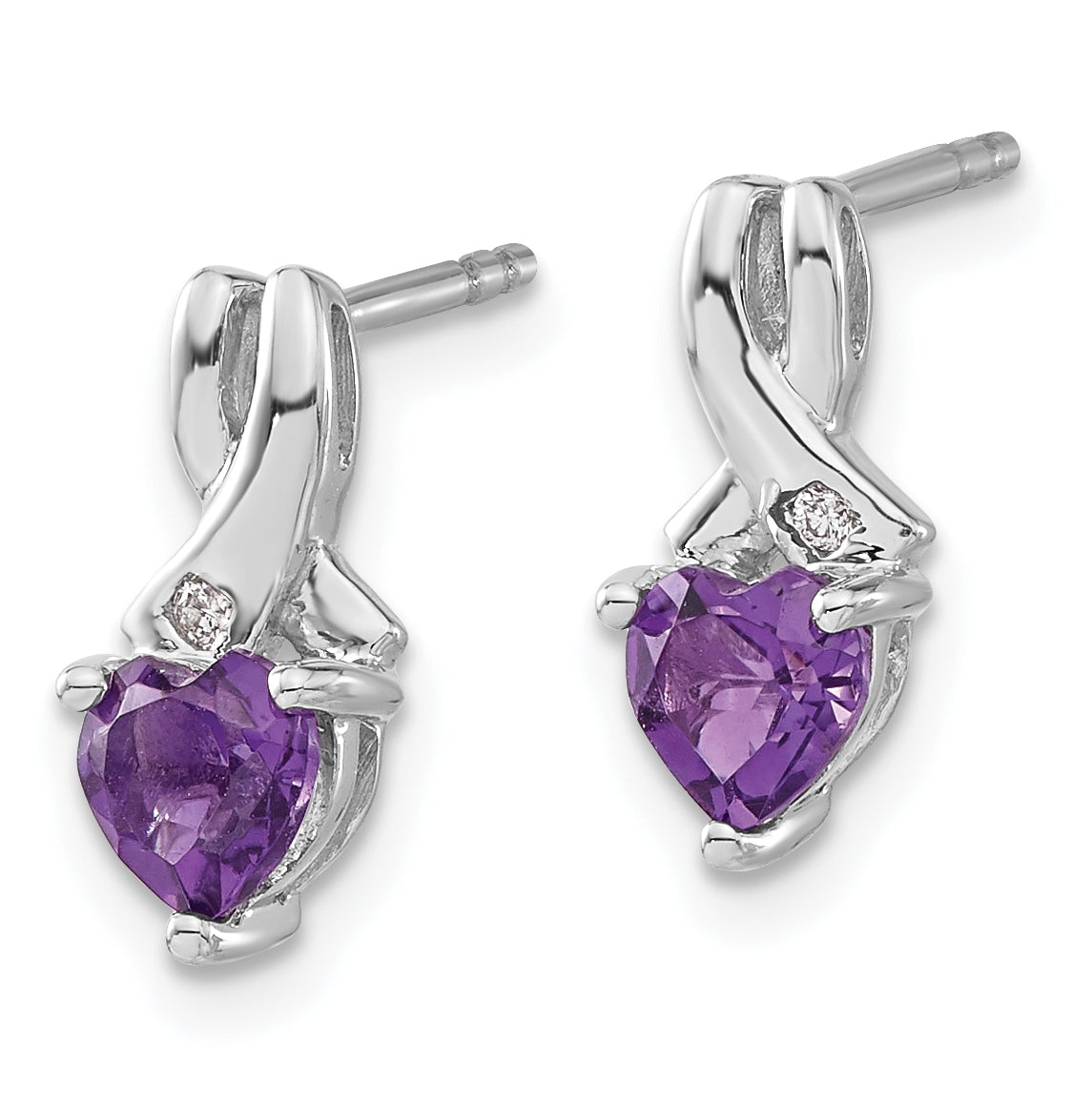 Sterling Silver Rhodium plated Amethyst & Diamond Earrings