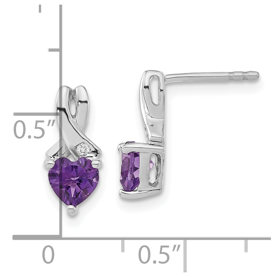Sterling Silver Rhodium plated Amethyst & Diamond Earrings