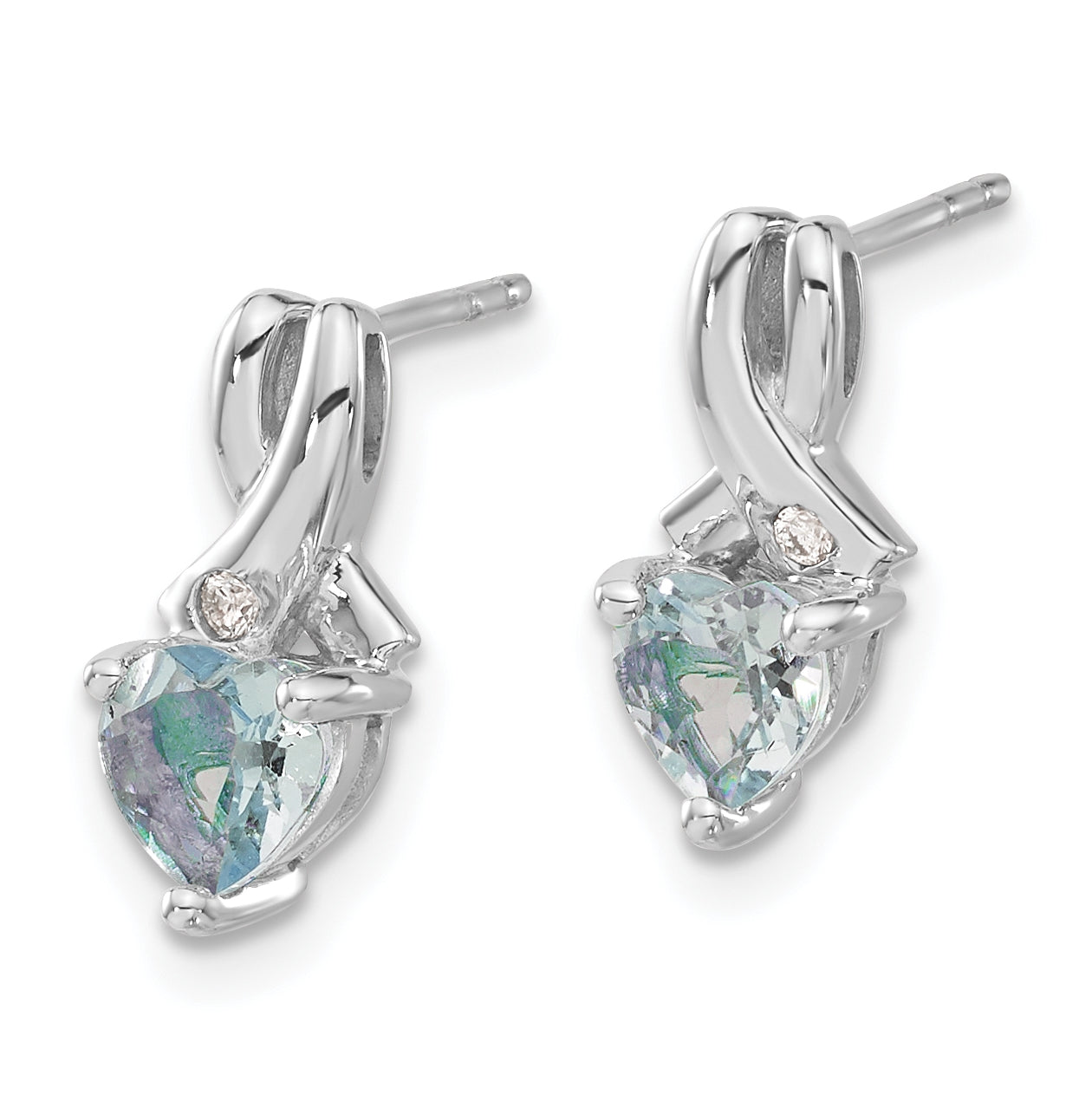 Sterling Silver Rhodium plated Aquamarine & Diamond Earrings