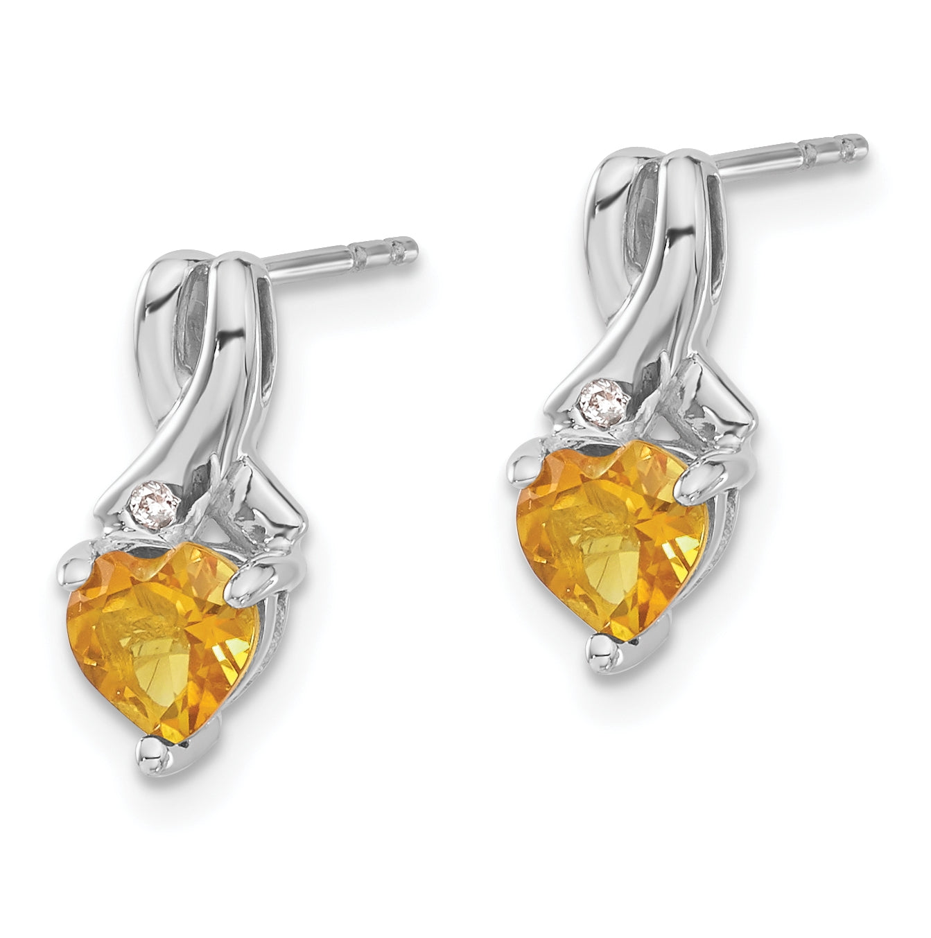 Sterling Silver Rhodium plated Citrine & Diamond Earrings