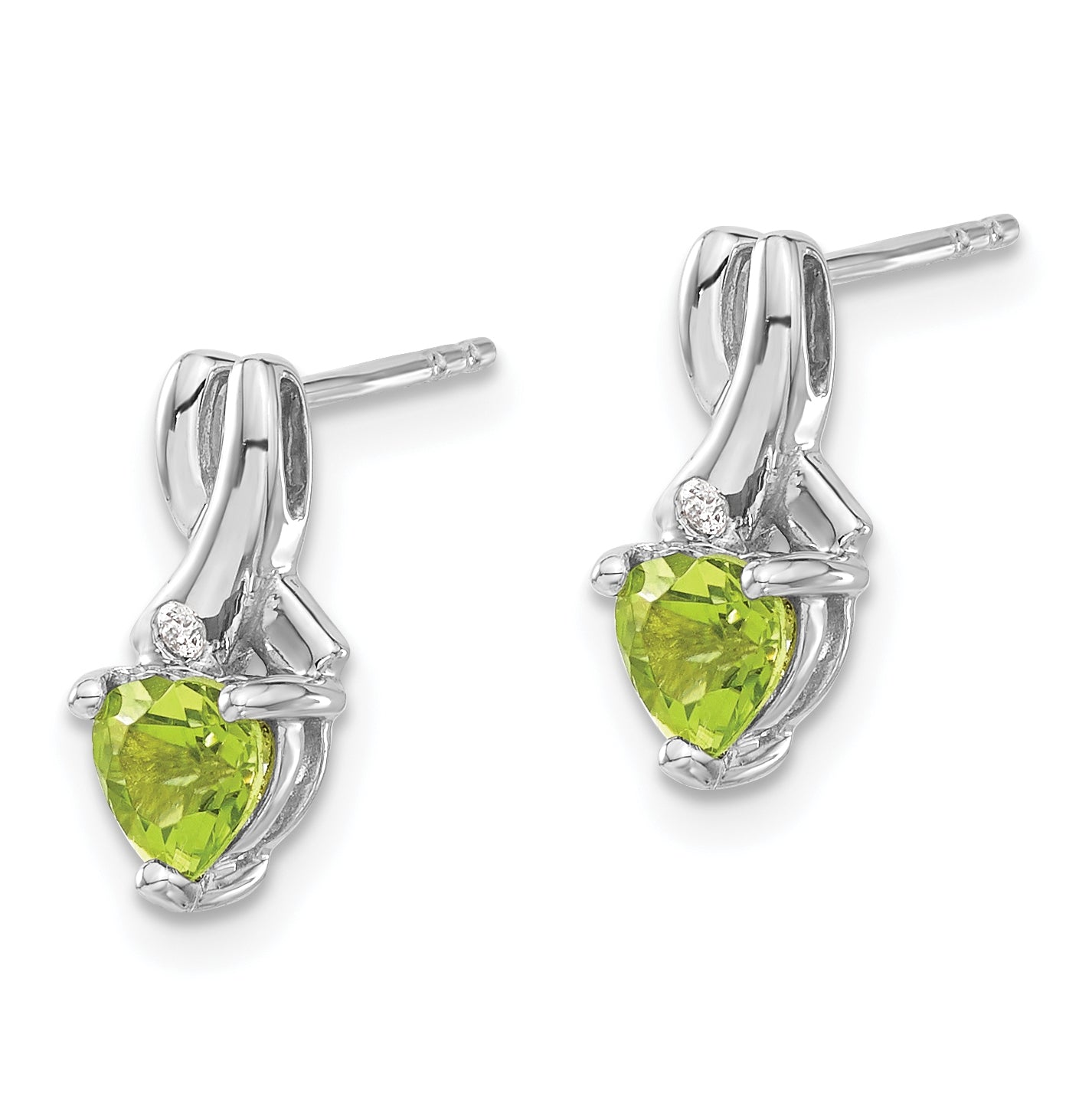 Sterling Silver Rhodium plated Peridot & Diamond Earrings