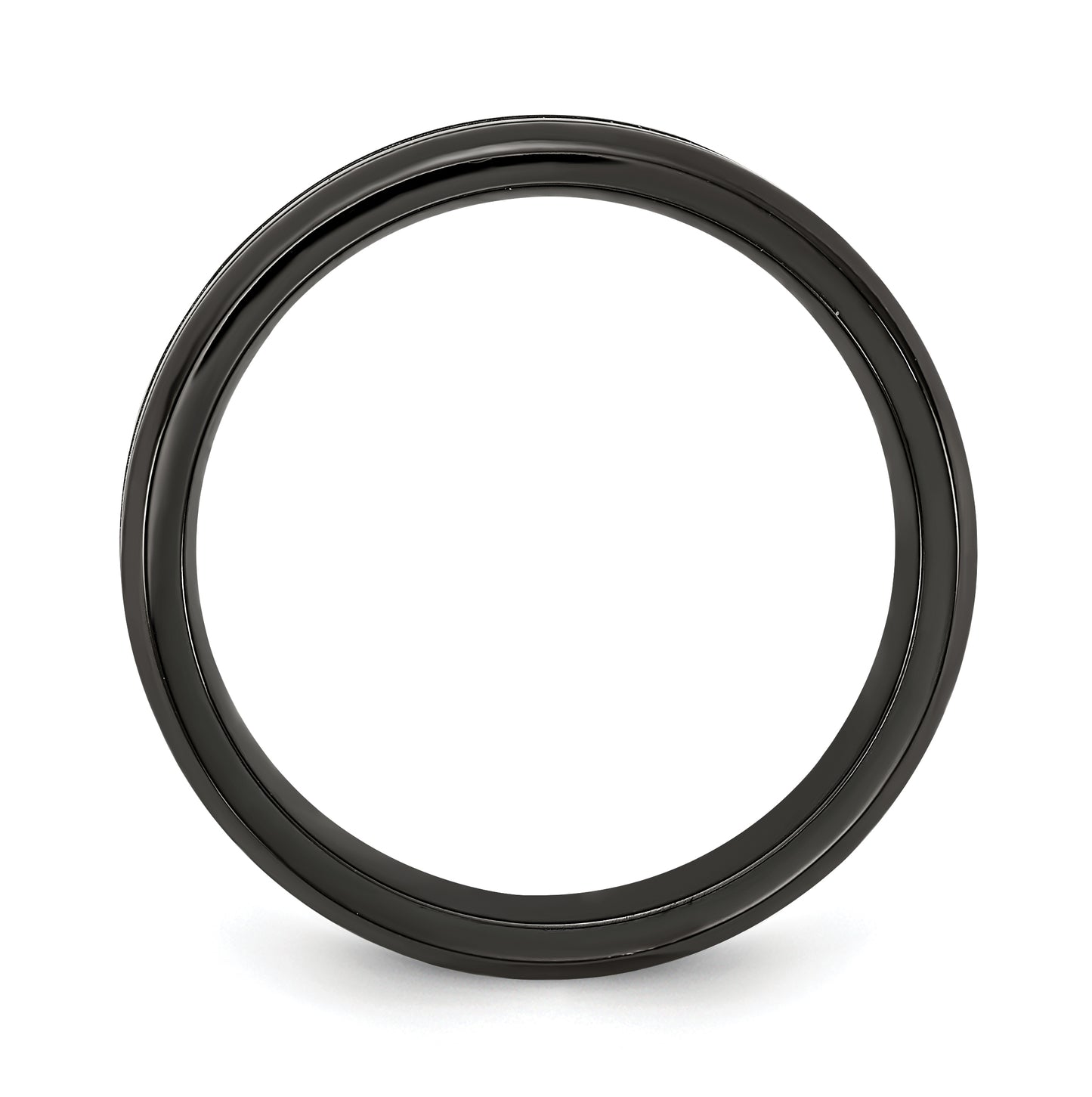 Edward Mirell Black Titanium Beveled & Grooved Blue Anodized 6mm Band, Size 11.5