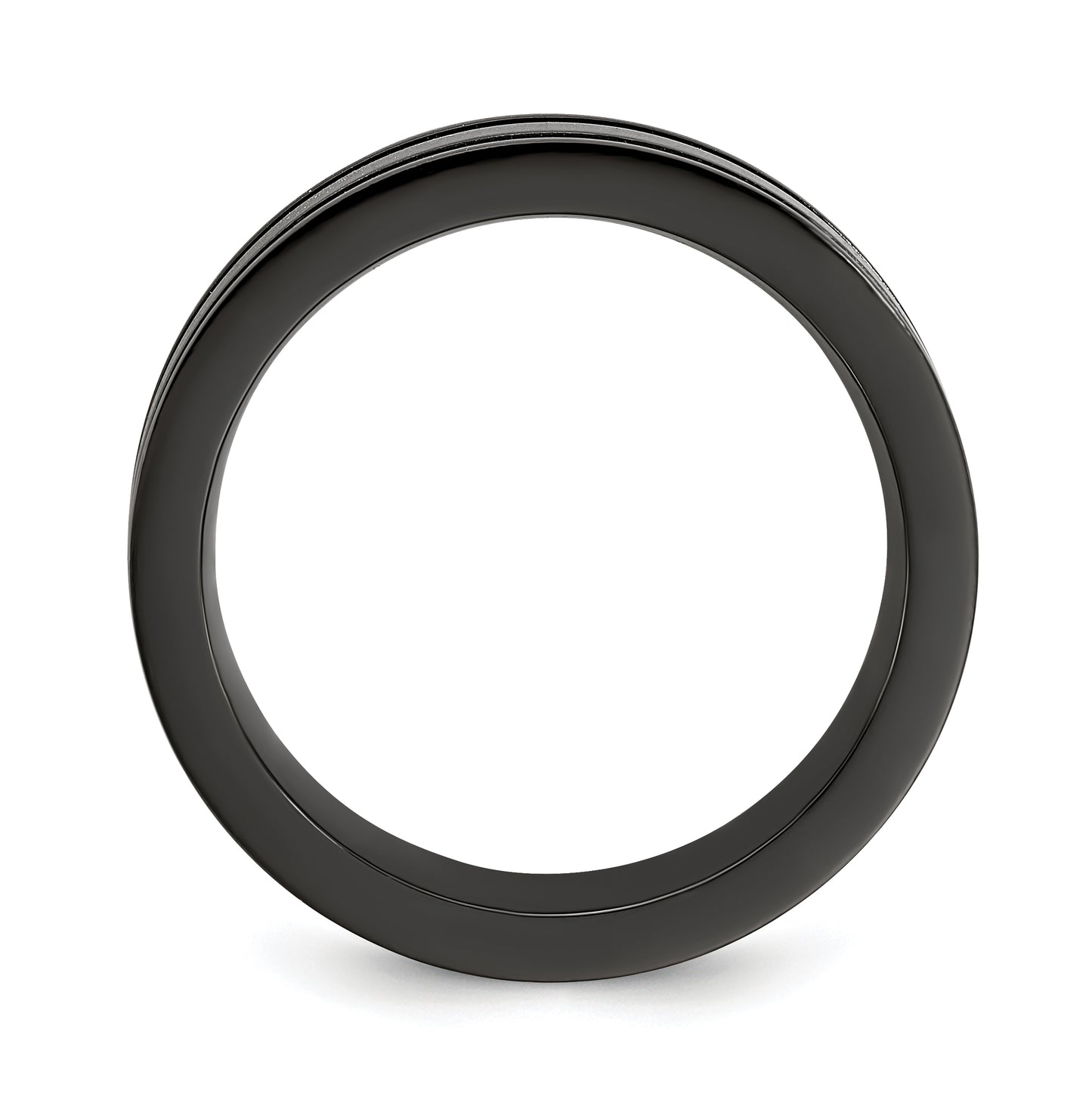 Edward Mirell Titanium Black Titanium Grooved Blue Anodized 6mm Band, Size 10.5