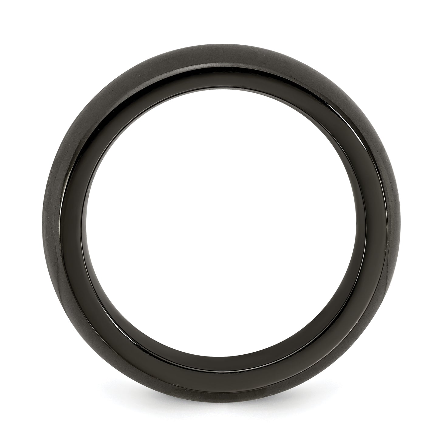 Edward Mirell Titanium Black Titanium Domed 7mm Band, Size 8
