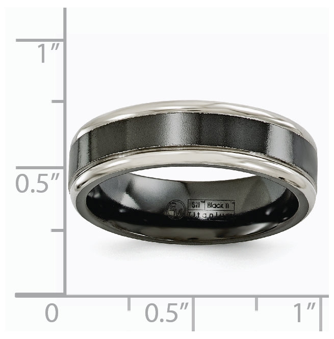 Edward Mirell Titanium Black Titanium Grey Edges 7mm Band