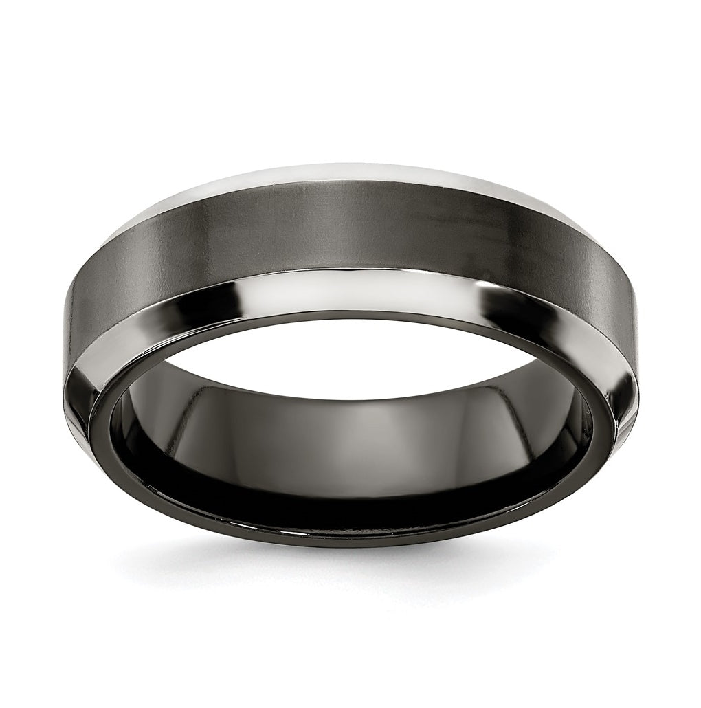 Edward Mirell Titanium Black Titanium Grey Edges 7mm Band