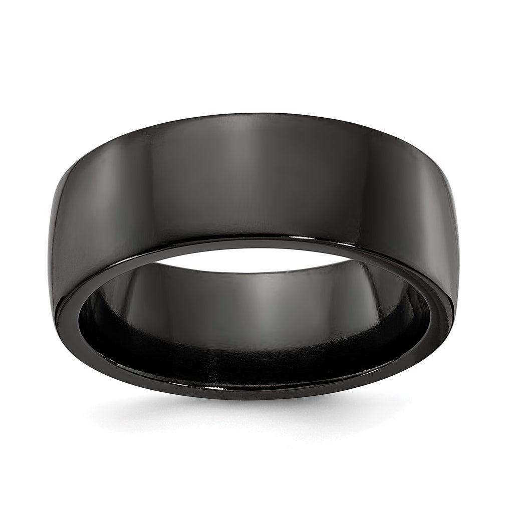 Edward Mirell Titanium Black Ti Polished Flat 8mm Band