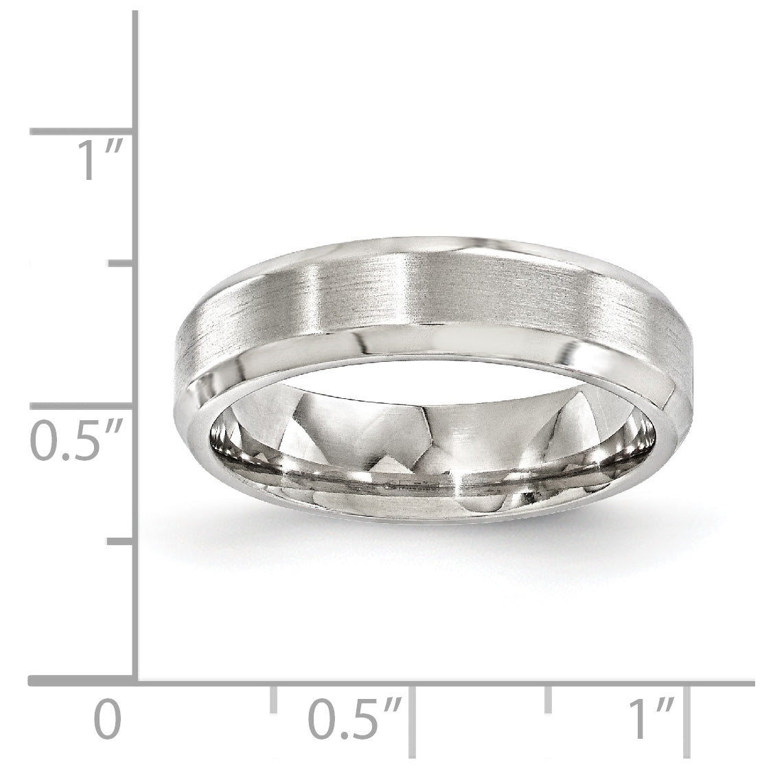 Edward Mirell Titanium Brushed Polished Beveled Edge 6mm Band Size 6.5