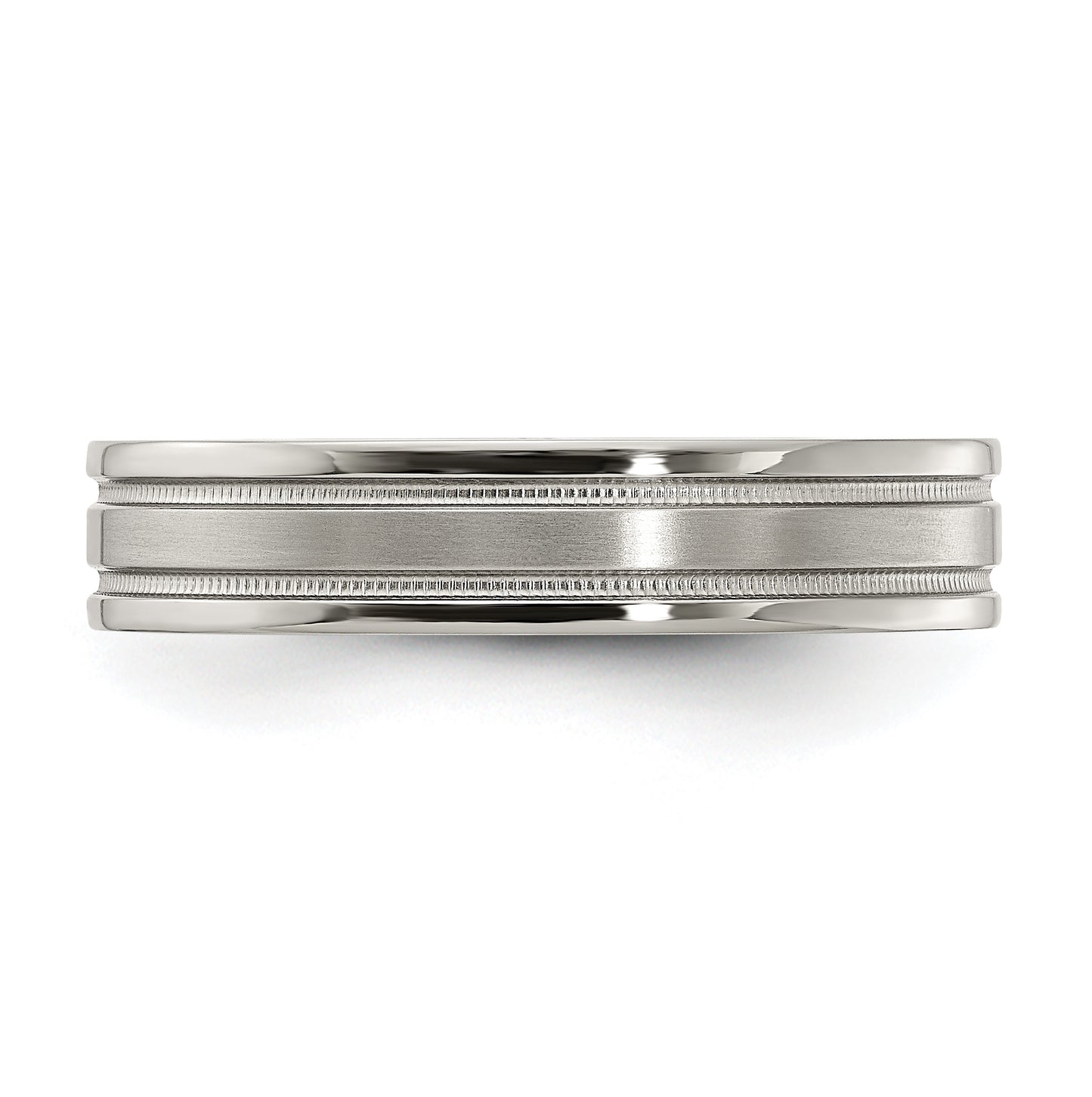 Edward Mirell Titanium Brushed Polished Flat Milgrain 5mm Band Size 9.5