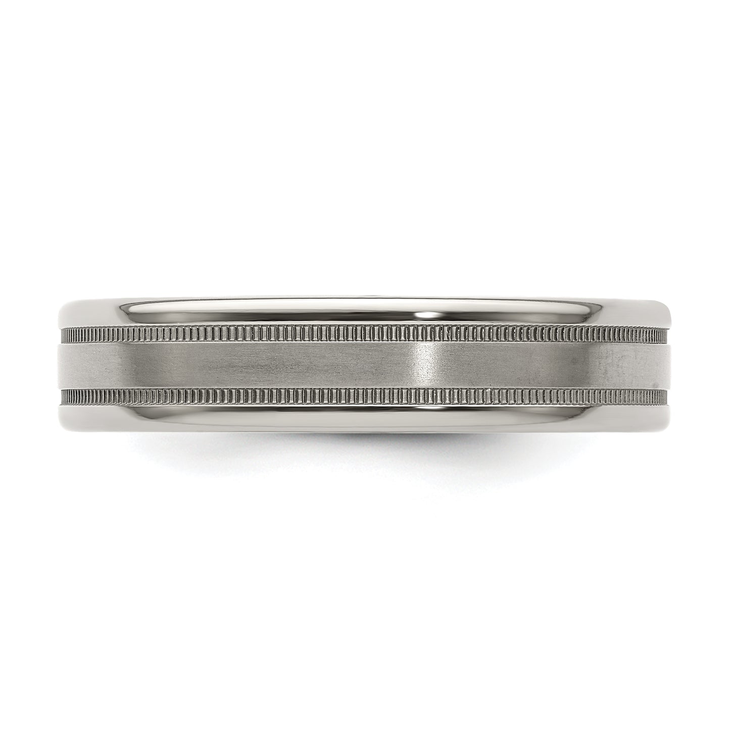 Edward Mirell Titanium Brushed Polished Flat Milgrain 5mm Band Size 8