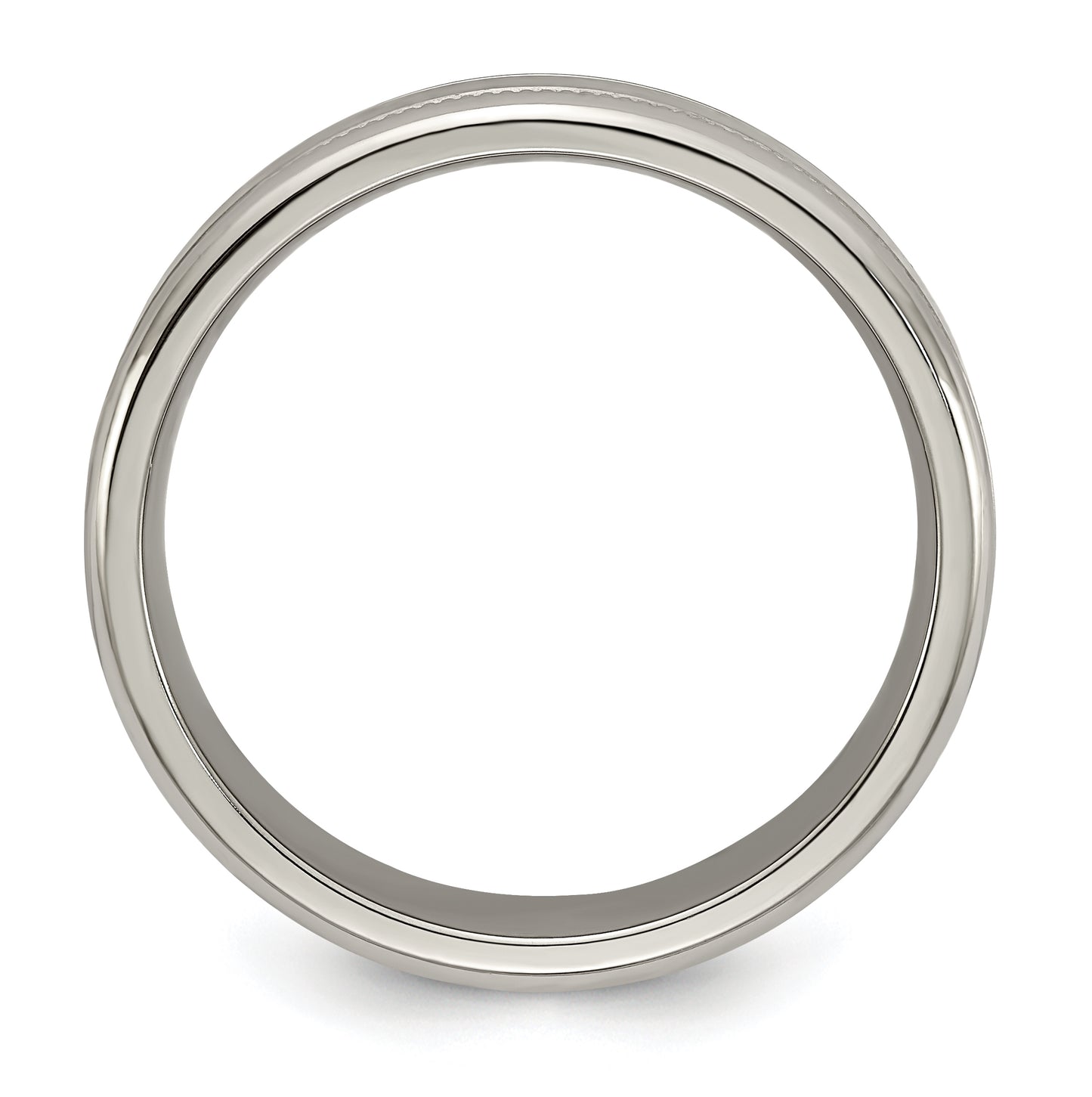 Edward Mirell Titanium Brushed Polished Flat Milgrain 6mm Band Size 6