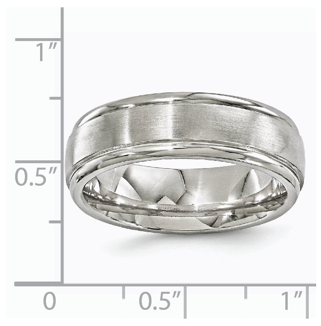 Edward Mirell Titanium Brushed Polished Step Edge 7mm Band Size 8