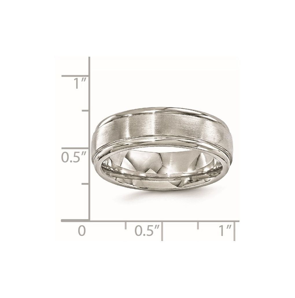 Edward Mirell Titanium Brushed/Polished Step Edge 7mm Band Size 10