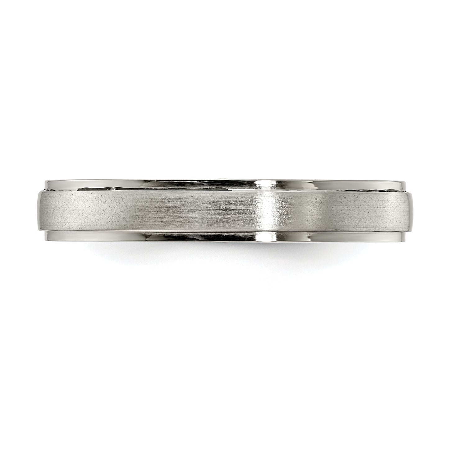 Edward Mirell Titanium Brushed Polished Step Edge 4mm Band Size 6