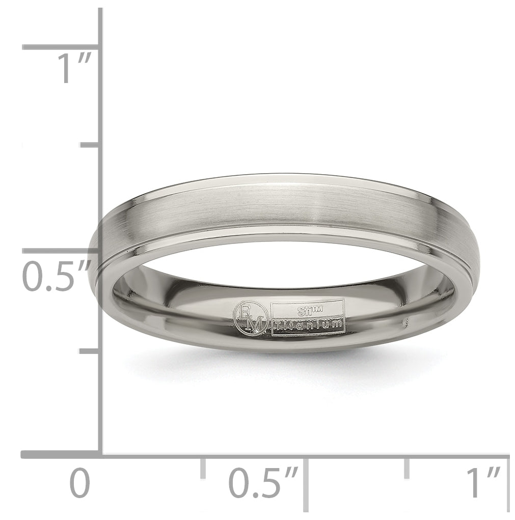 Edward Mirell Titanium Brushed Polished Step Edge 4mm Band Size 6