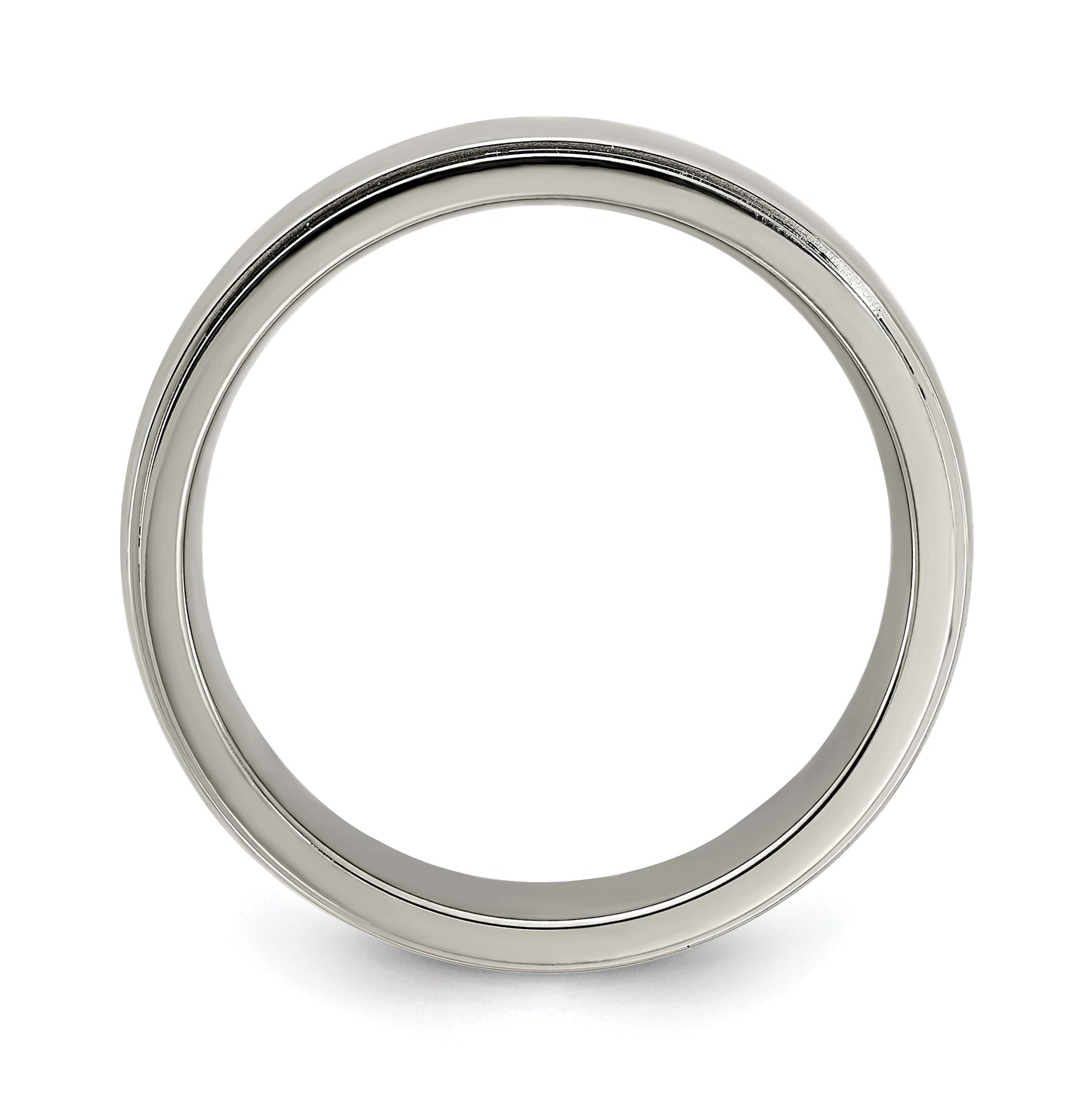 Edward Mirell Titanium Brushed Polished Step Edge 6mm Band Size 8