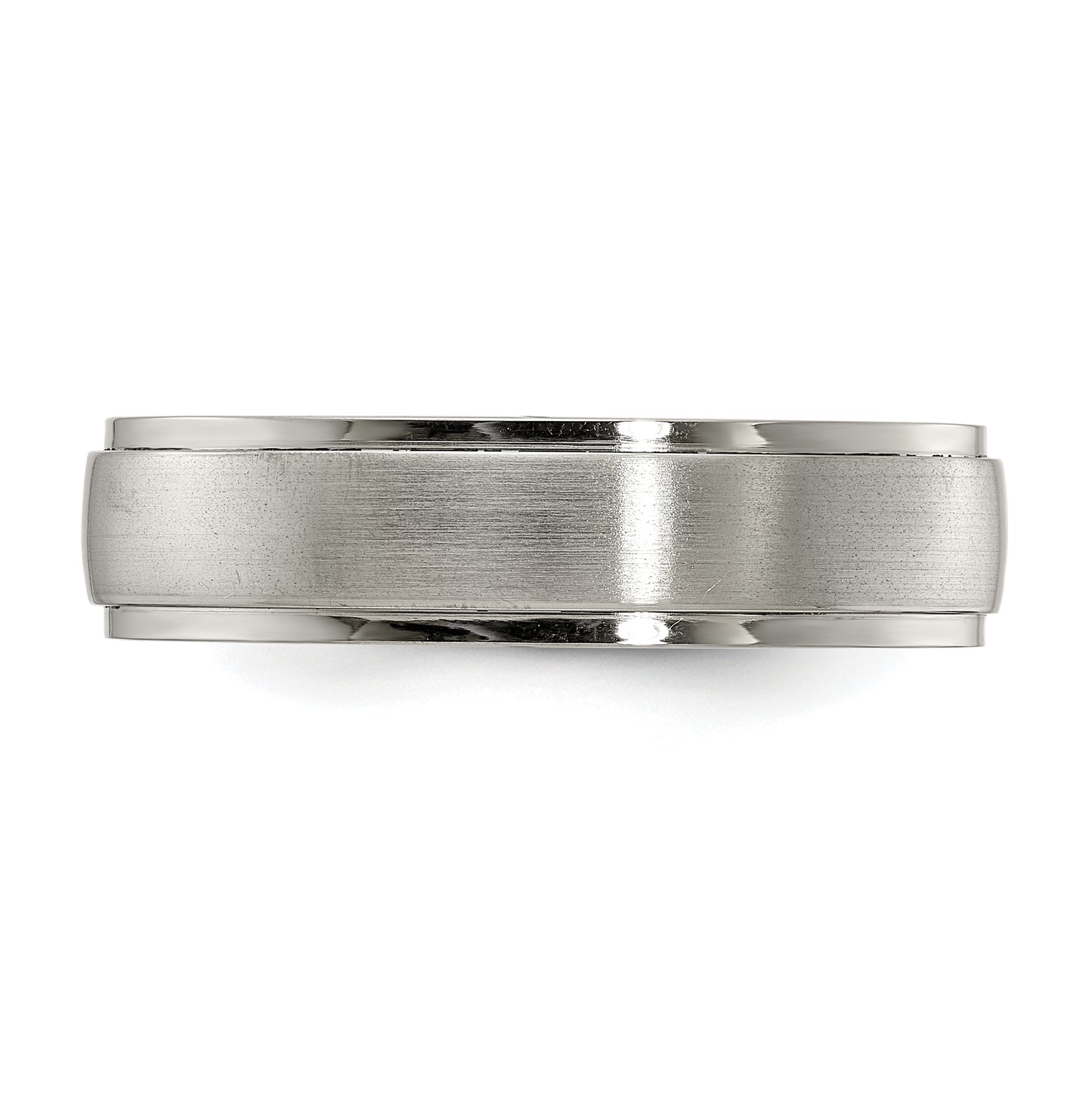 Edward Mirell Titanium Brushed Polished Step Edge 6mm Band Size 8