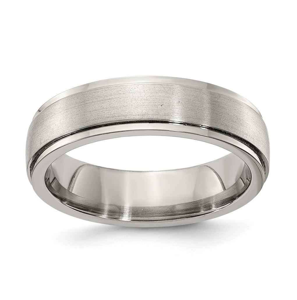Edward Mirell Titanium Brushed Polished Step Edge 6mm Band Size 8
