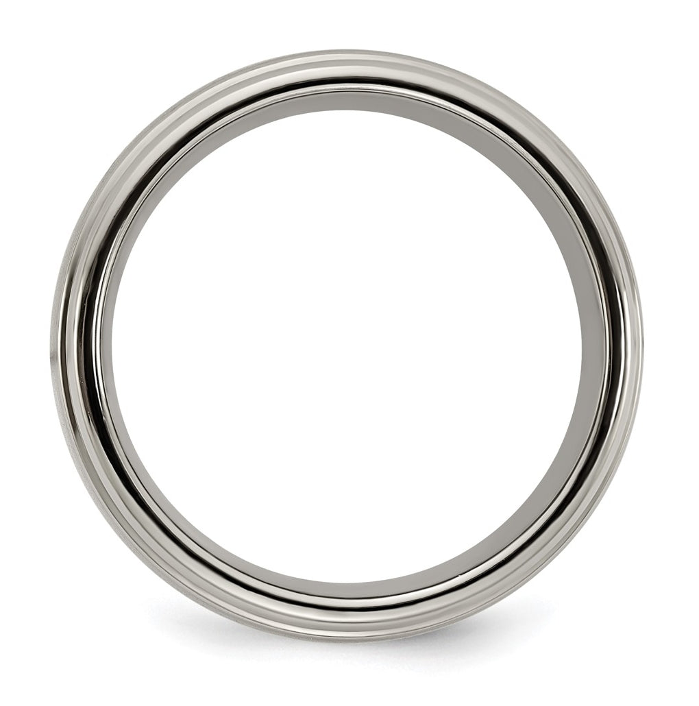 Edward Mirell Titanium Brushed/Polished Step Edge 7mm Band Size 10