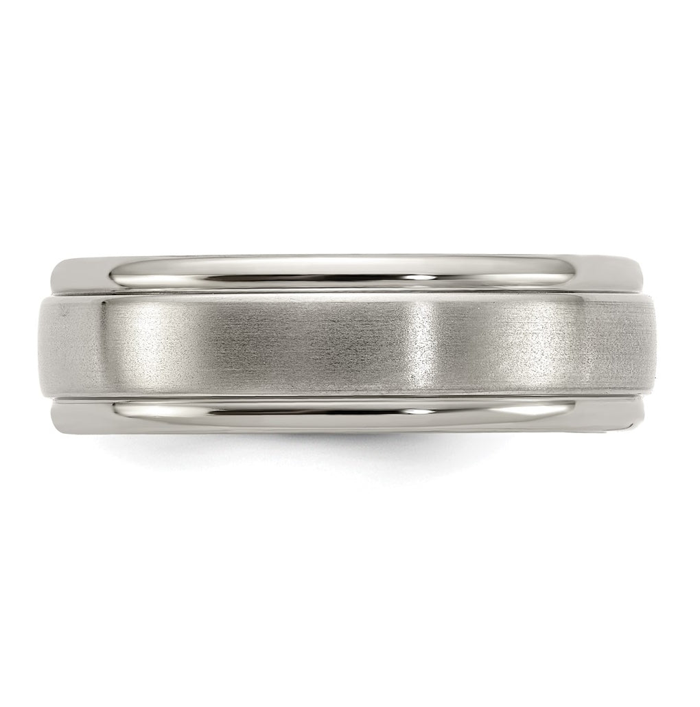 Edward Mirell Titanium Brushed/Polished Step Edge 7mm Band Size 10
