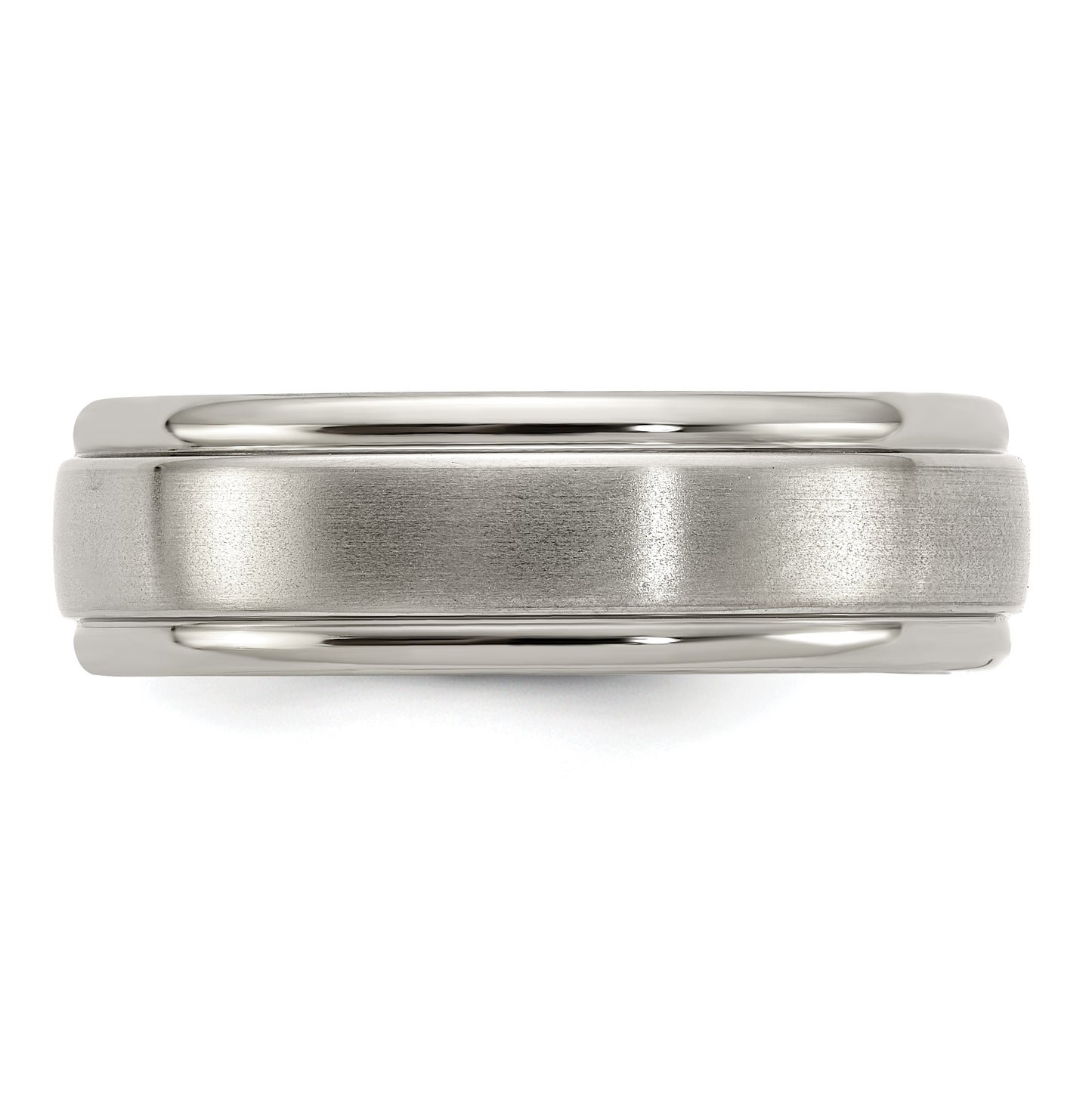 Edward Mirell Titanium Brushed Polished Step Edge 7mm Band Size 8