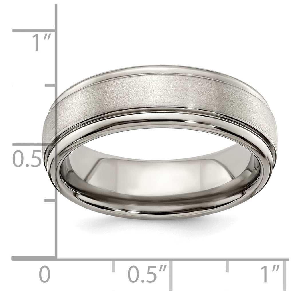 Edward Mirell Titanium Brushed/Polished Step Edge 7mm Band Size 10