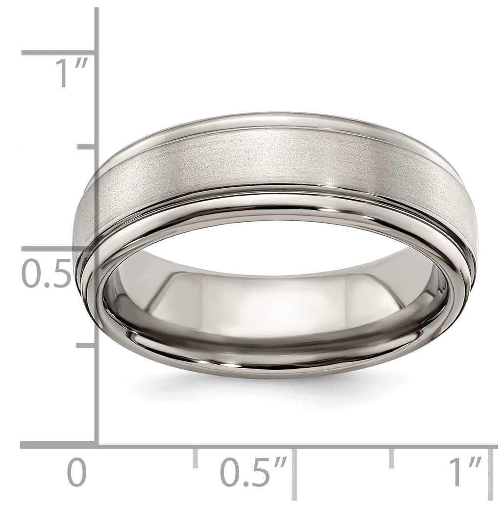 Edward Mirell Titanium Brushed Polished Step Edge 7mm Band Size 9.5