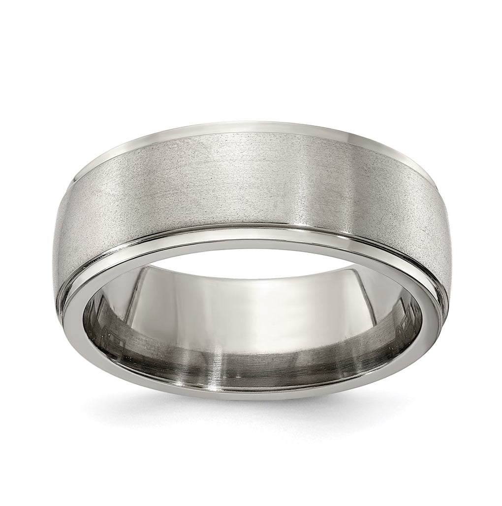 Edward Mirell Titanium Brushed & Polished Round Step 8mm Band