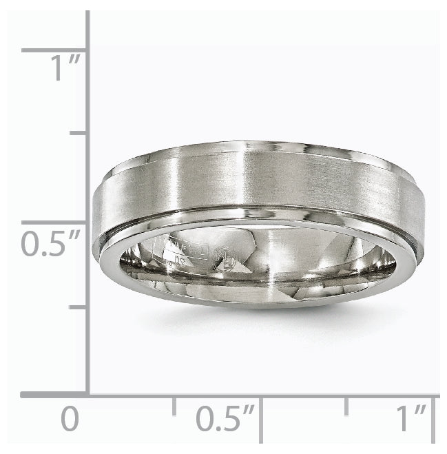 Edward Mirell Titanium Brushed Polished Flat Step Edge 6mm Band Size 6