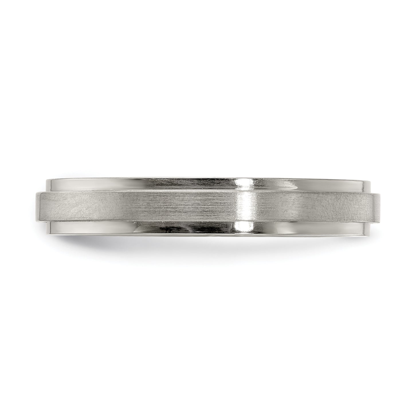 Edward Mirell Titanium Brushed Polished Flat Step Edge 4mm Band Size 12