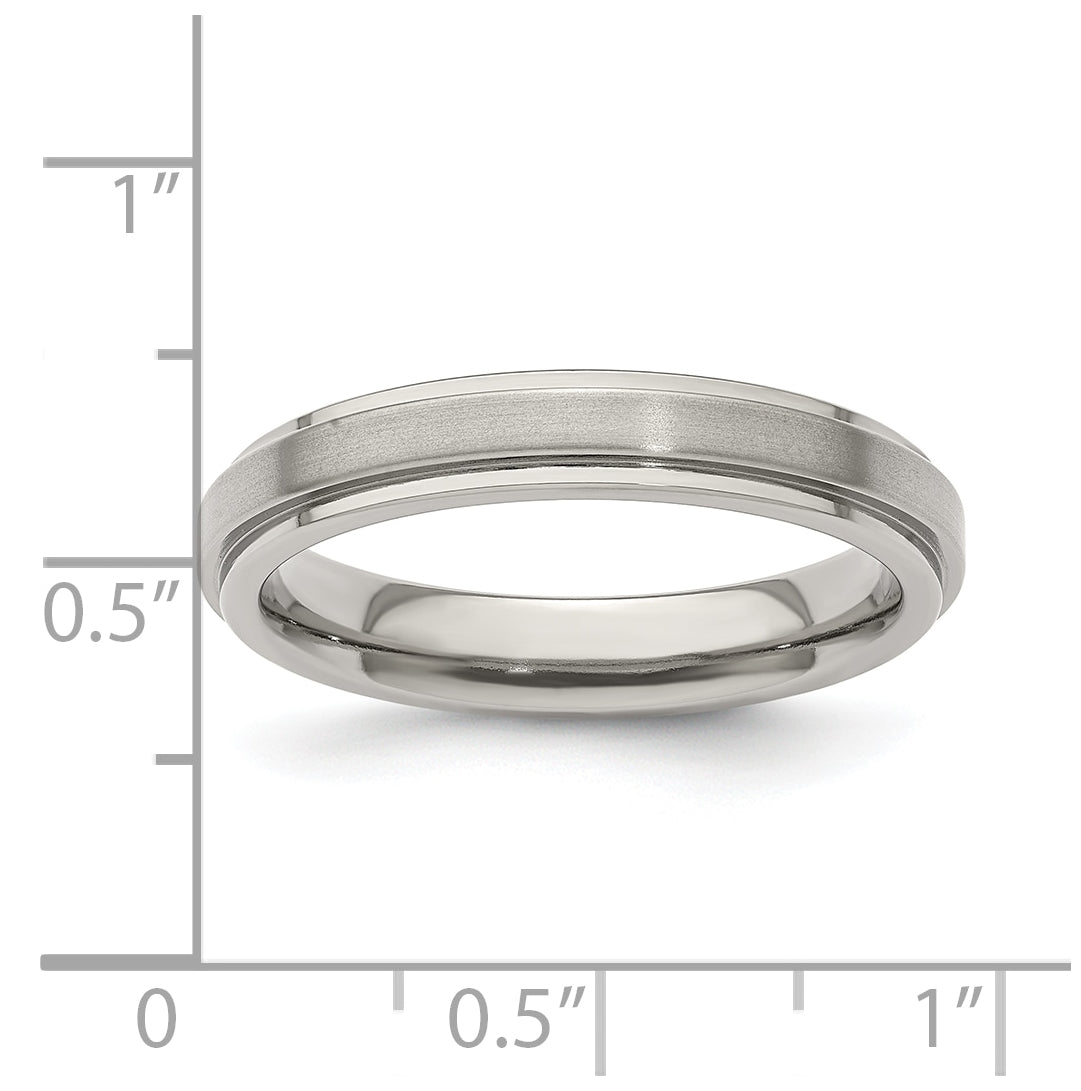 Edward Mirell Titanium Brushed Polished Flat Step Edge 4mm Band Size 9.5