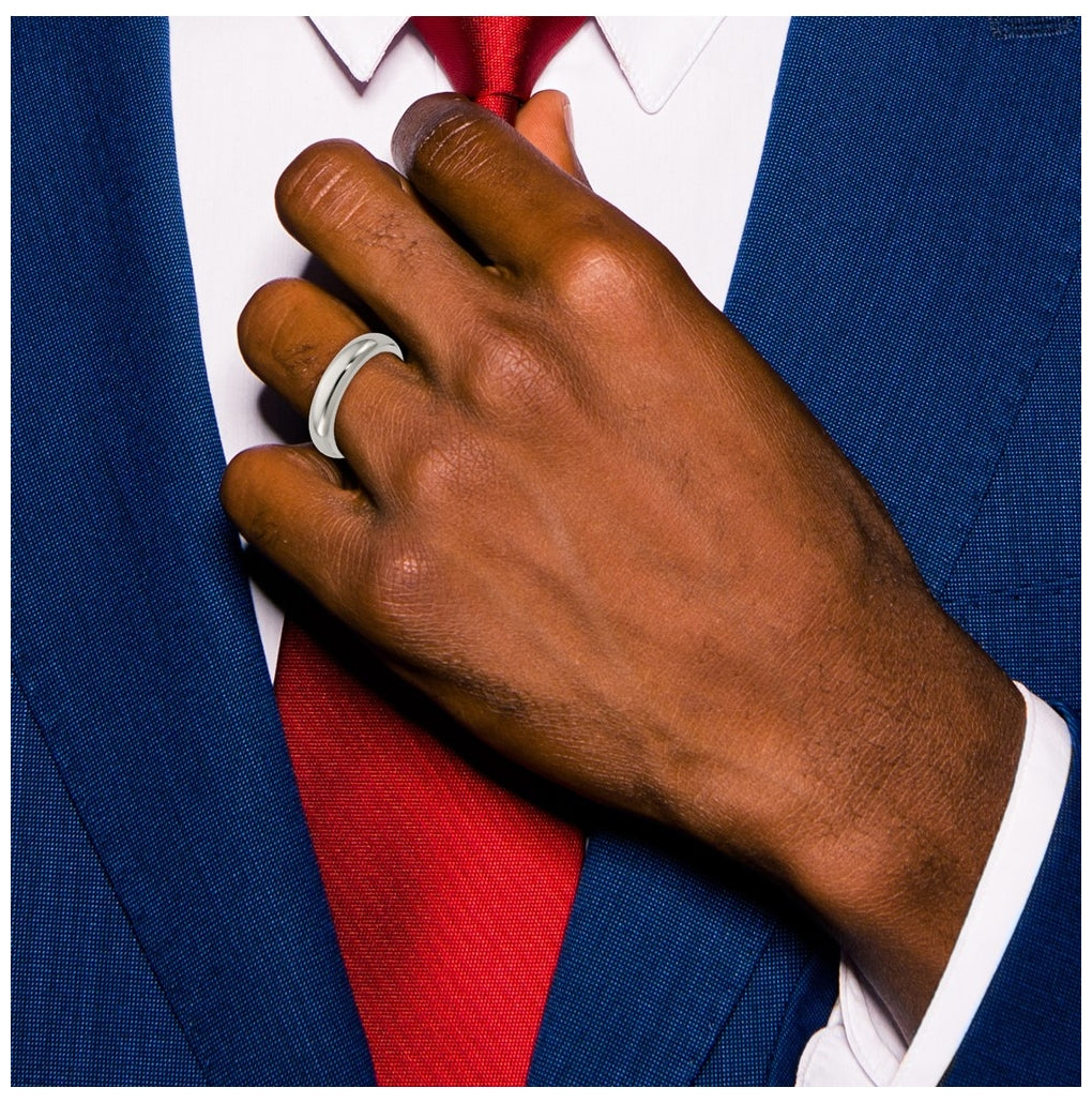 Edward Mirell Titanium Brushed/Polished Flat Step Edge 5mm Band Size 10.5