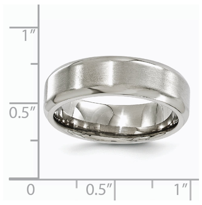 Edward Mirell Titanium Brushed Polished Beveled Edge 7mm Band Size 7.5