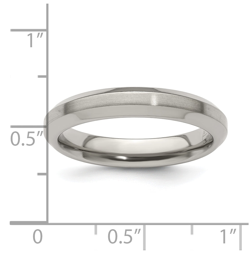 Edward Mirell Titanium Brushed Polished Beveled Edge 4mm Band Size 11