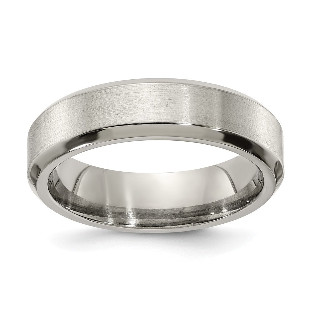 Edward Mirell Titanium Brushed Polished Beveled Edge 6mm Band Size 7