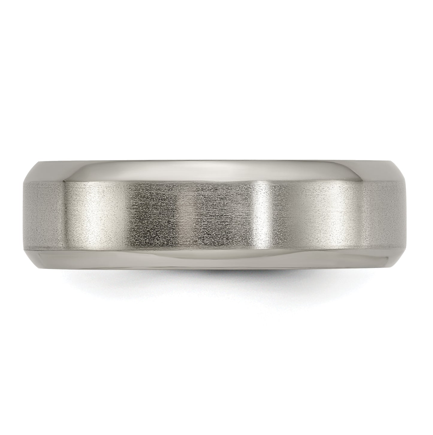 Edward Mirell Titanium Brushed Polished Beveled Edge 7mm Band Size 7.5