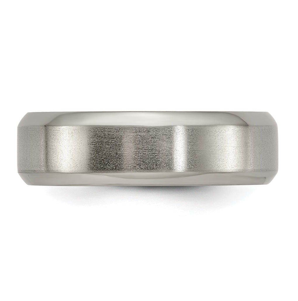 Edward Mirell Titanium Brushed/Polished Beveled Edge 7mm Band Size 6.5
