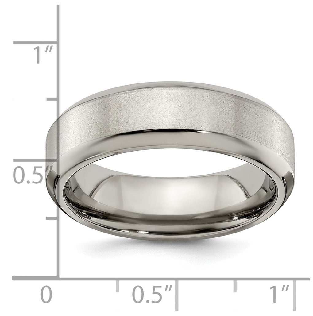 Edward Mirell Titanium Brushed/Polished Beveled Edge 7mm Band Size 6.5
