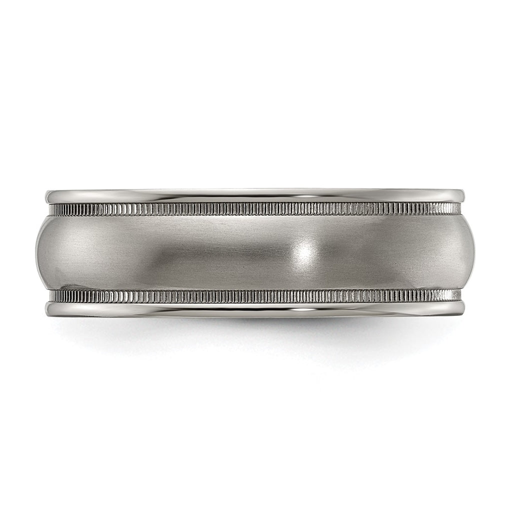 Edward Mirell Titanium Brushed & Polished Milgrain 6.5mm Band