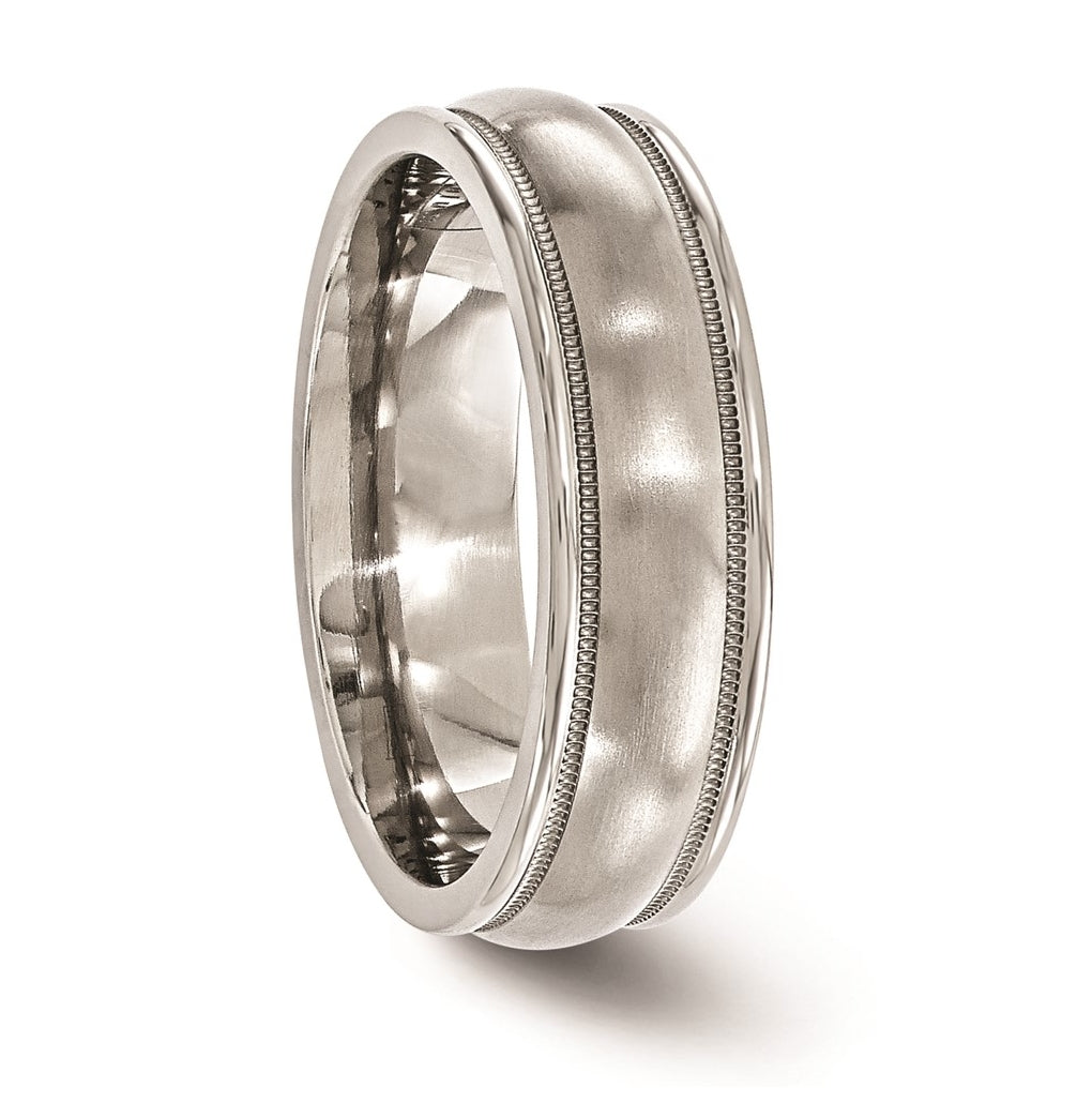 Edward Mirell Titanium Brushed & Polished Milgrain 6.5mm Band