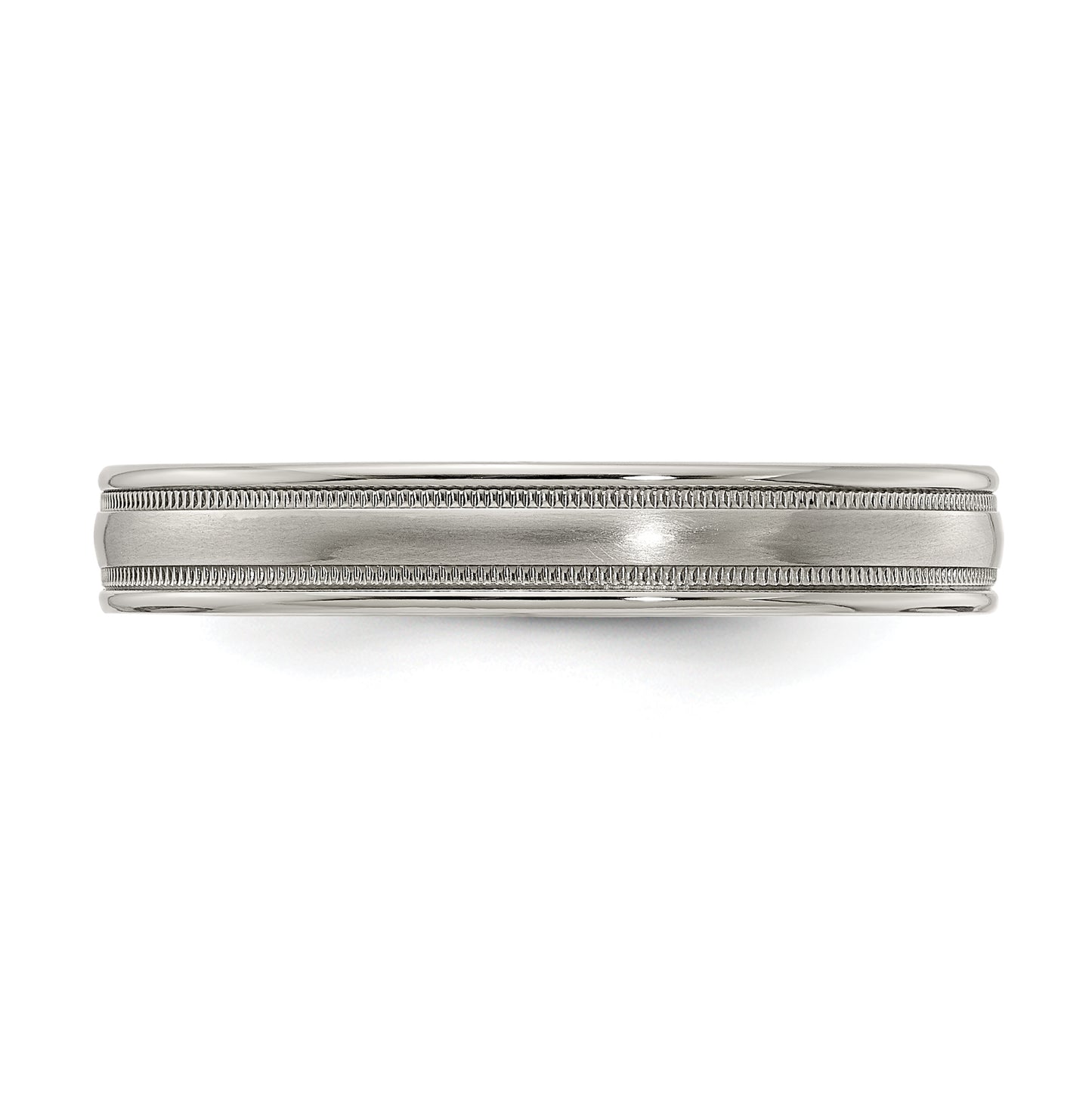 Edward Mirell Titanium Brushed & Polished Tri Dome Milgrain 4mm Band, Size 6.5