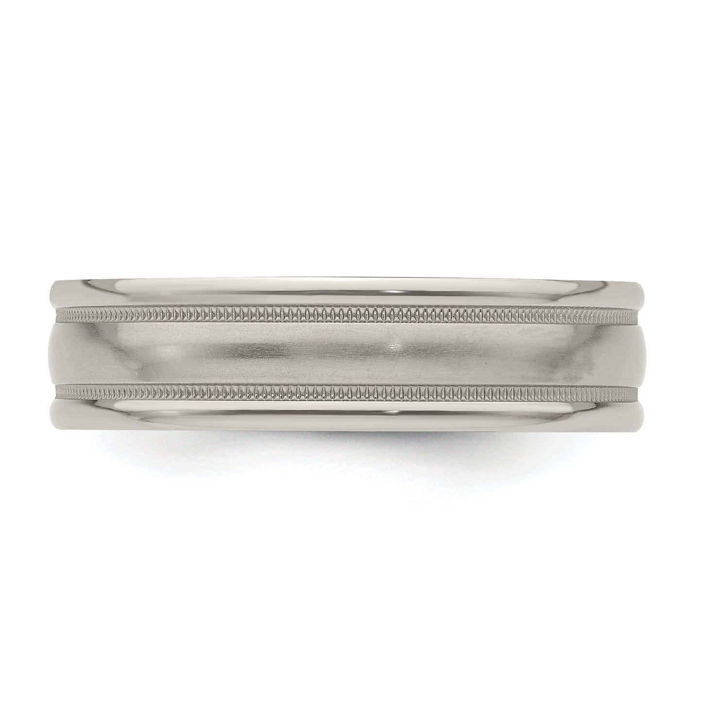 Edward Mirell Titanium Brushed Polished Tri Dome Milgrain 6mm Band Size 8